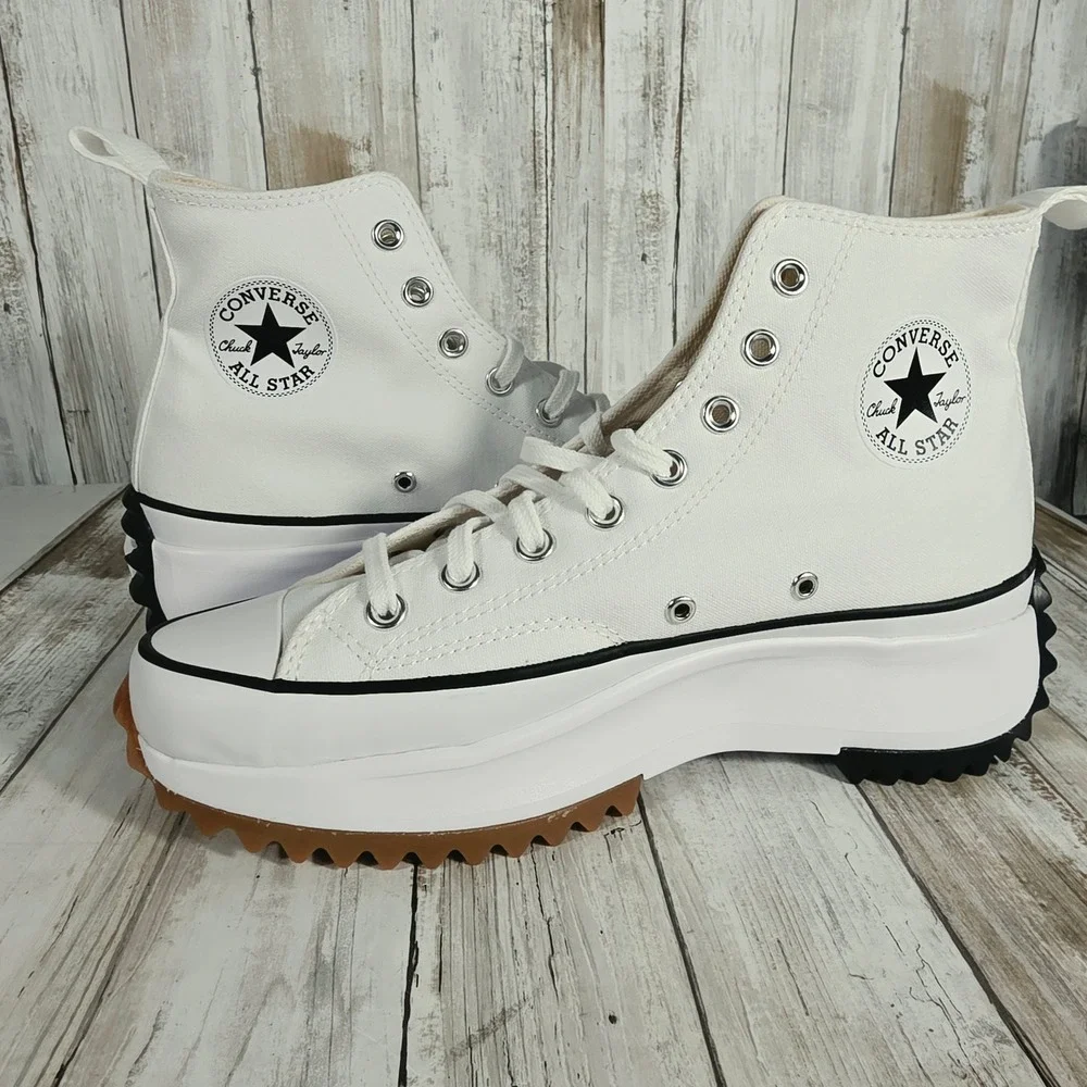 Converse Run Star Hike High Top Platform White Black Gum Mens 9 Womens 10.5 New